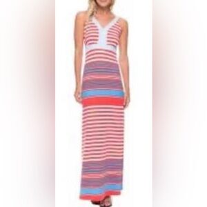 J. McLaughlin Striped V-Neck Maxi Dress in Catalina Cloth ZB9